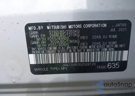 2022 Mitsubishi Outlander Sel 2.5 2Wd/Sel Special Edition 2Wd z USA, uszkodzony, nr VIN JA4J3VA83NZ026120